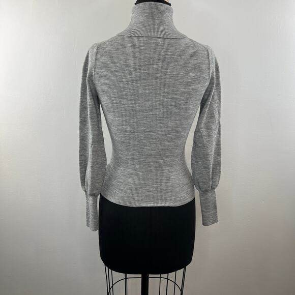 ARITZIA WILFRED Gray Wool Blend Balloon Sleeve Turtleneck Sweater Size 2XS - Picture 6 of 9